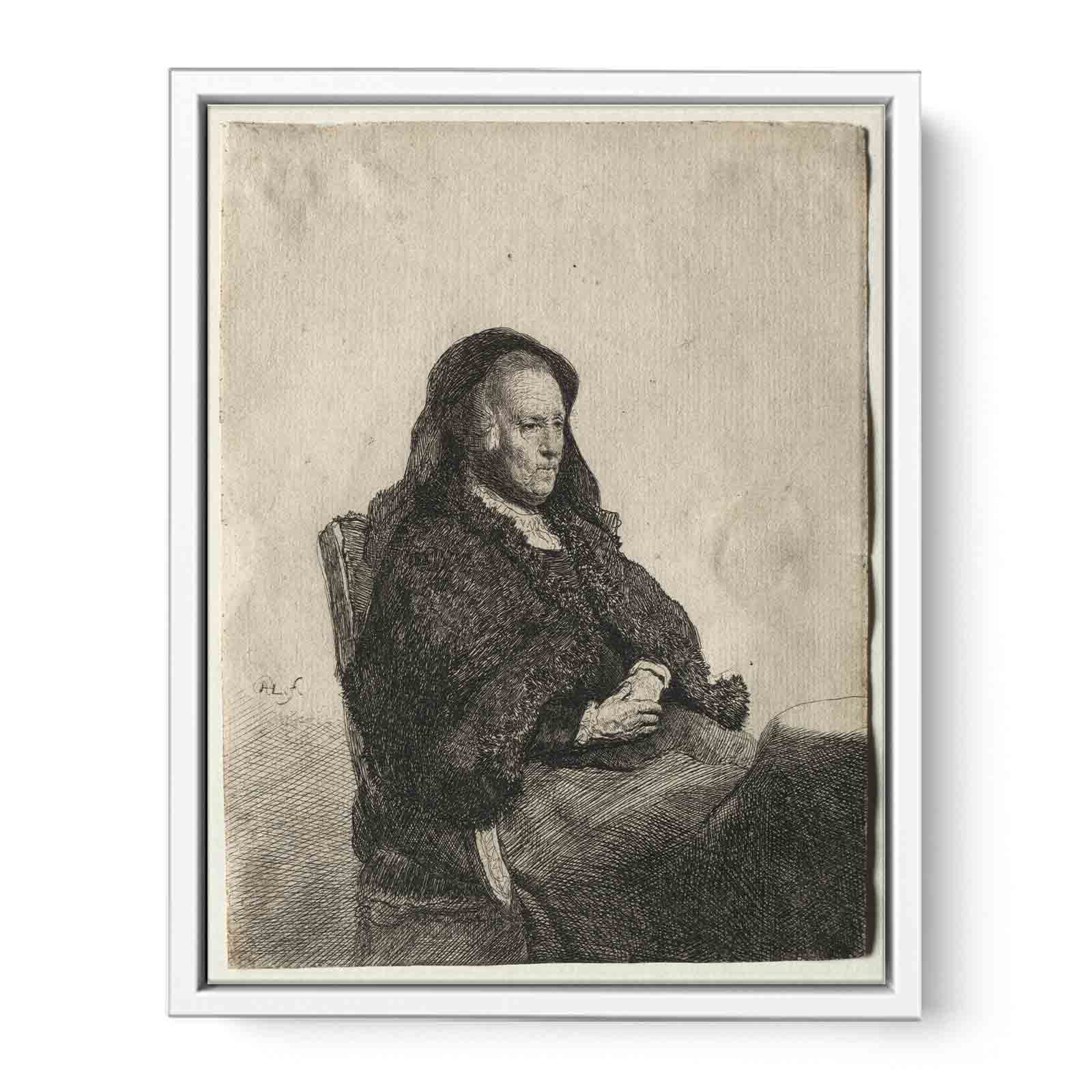 The Artist's Mother seated at a Table looking right Three-quarter Length Painting