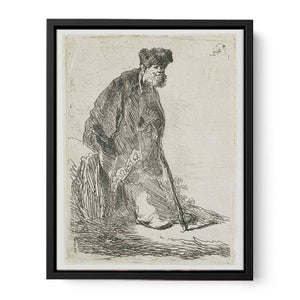 Man In A Coat And Fur Cap Leaning Against A Bank Painting