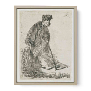 Man In A Coat And Fur Cap Leaning Against A Bank Painting