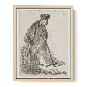 Man In A Coat And Fur Cap Leaning Against A Bank Painting