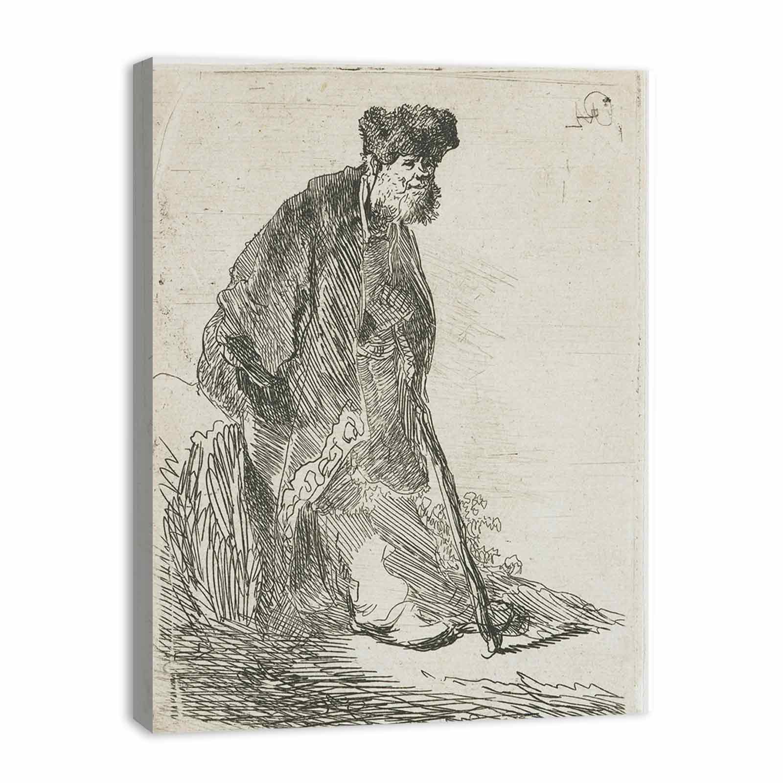 Man In A Coat And Fur Cap Leaning Against A Bank Painting