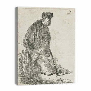 Man In A Coat And Fur Cap Leaning Against A Bank Painting