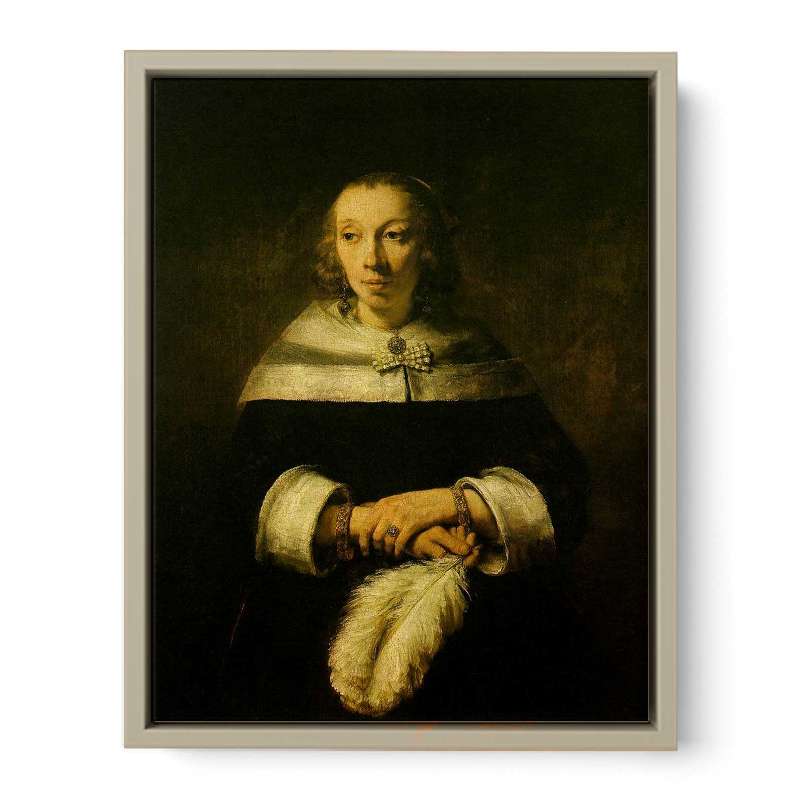 Portrait of a Lady with an Ostrich-Feather Fan c. 1660 Painting