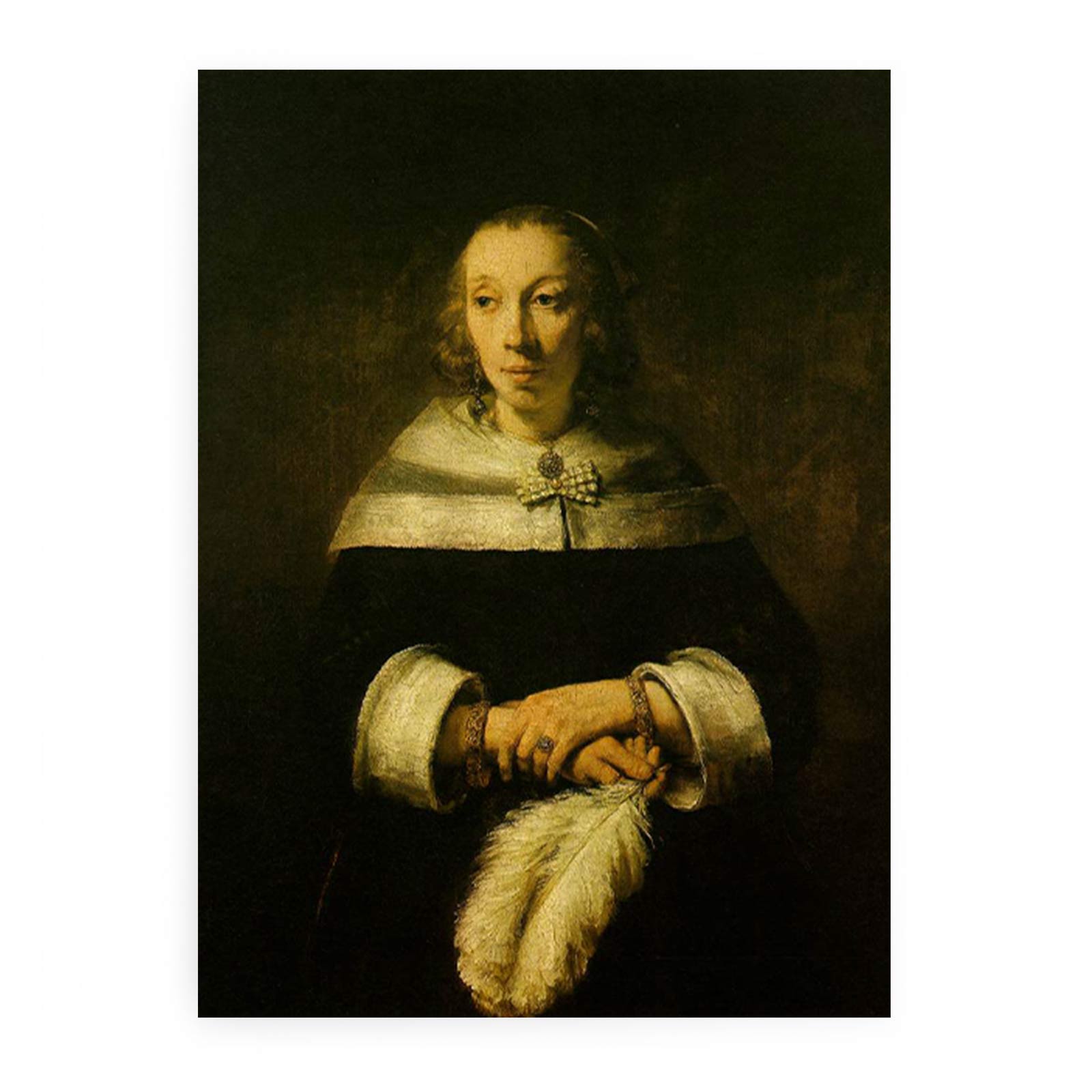 Portrait of a Lady with an Ostrich-Feather Fan c. 1660 Painting