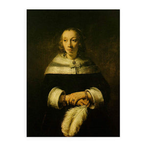 Portrait of a Lady with an Ostrich-Feather Fan c. 1660 Painting