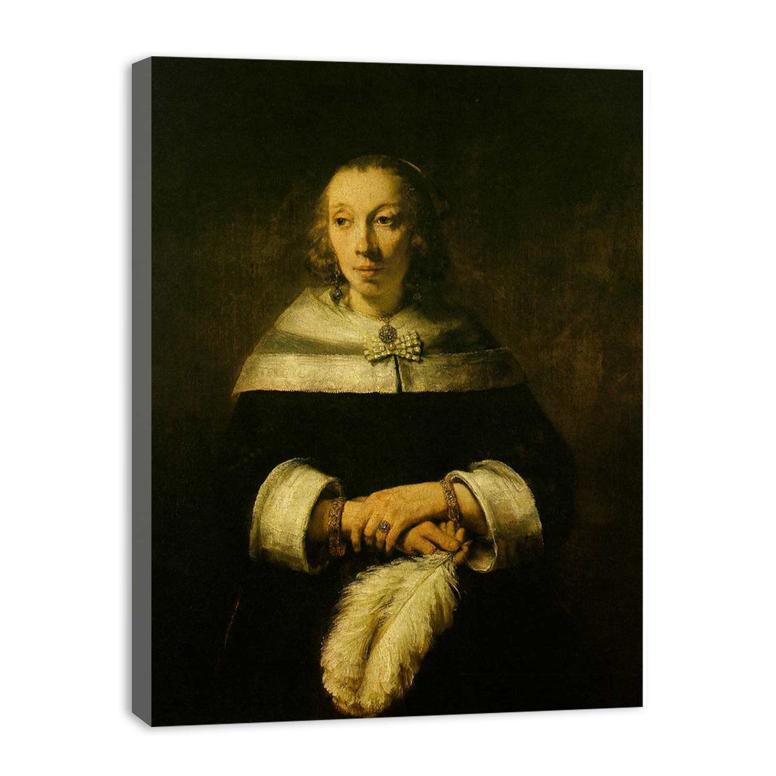 Portrait of a Lady with an Ostrich-Feather Fan c. 1660 Painting