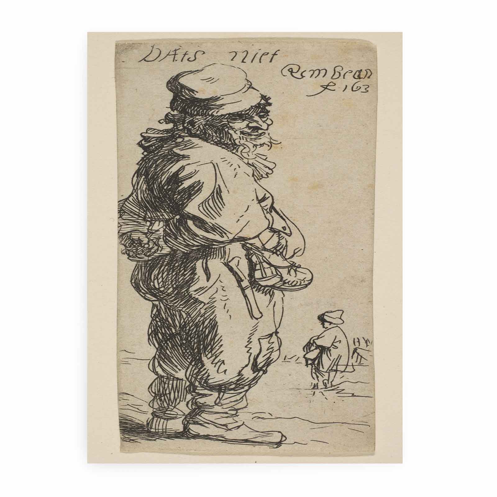 A peasant replying 'dats niet' Painting