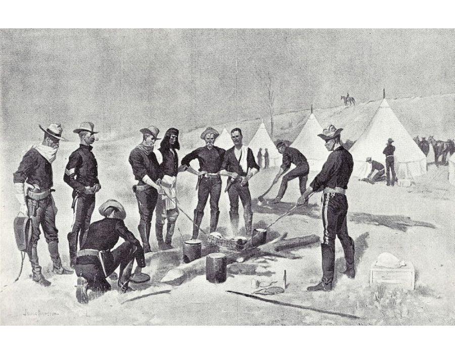 Roasting the Christmas Beef in a Cavalry Camp 