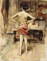 The Model Interior With Standing Figure Painting artwork preview