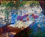 Two Women Asleep In A Punt Under The Willows Painting artwork preview