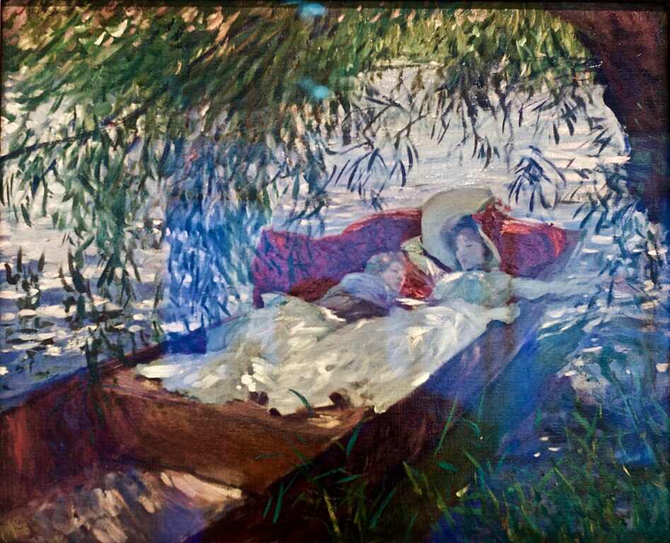 Two Women Asleep In A Punt Under The Willows Painting by John Singer Sargent