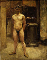 A Male Model Standing before a Stove Painting artwork preview