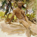 Man and Trees Florida 1917 