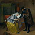 The Sick Woman (detail) Painting by Jan Steen