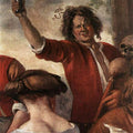 A Merry Party (detail-2) c. 1660 Painting by Jan Steen