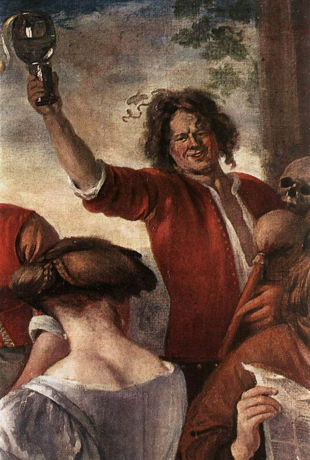 A Merry Party (detail-2) c. 1660 Painting by Jan Steen