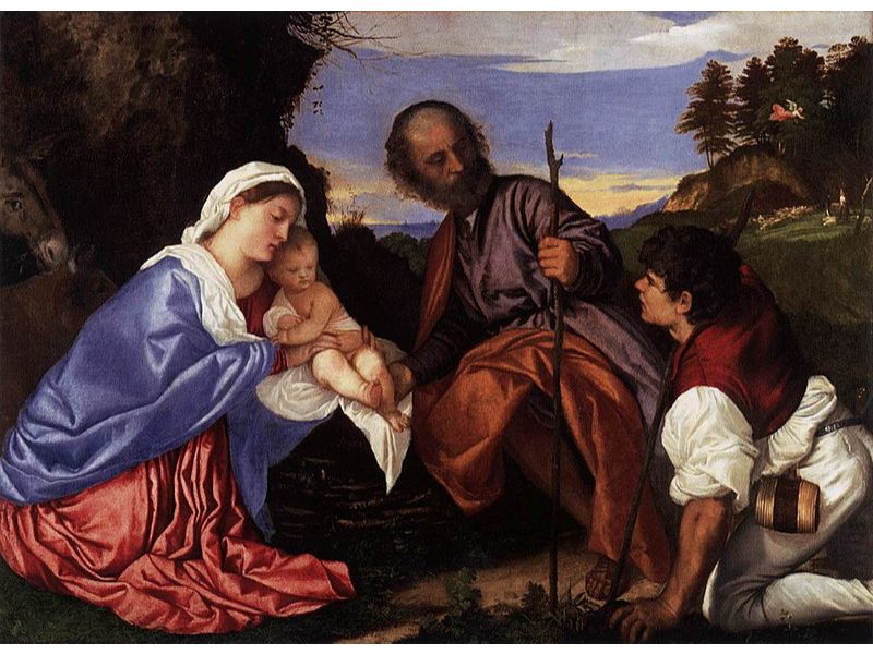 The Holy Family with a Shepherd