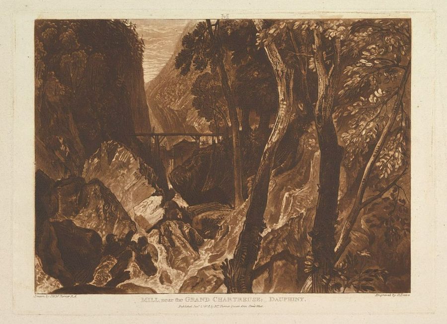 Mill near the Grand Chartreuse, from the Liber Studiorum, engraved by Henry Dawe, 1816 Painting by Joseph Mallord William Turner