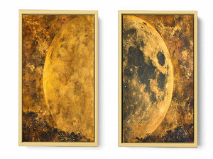2 Panel Golden Moon Art Painting
