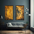 2 Panel Golden Moon Art Painting