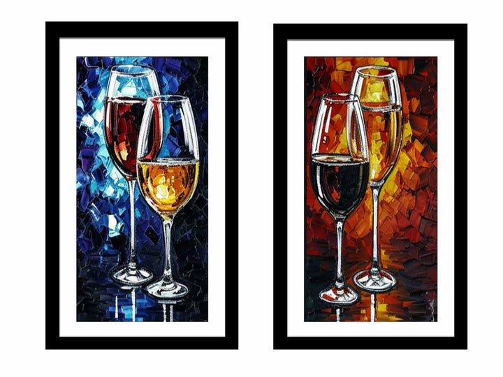 2 Panel Wine Galss  Art  Painting