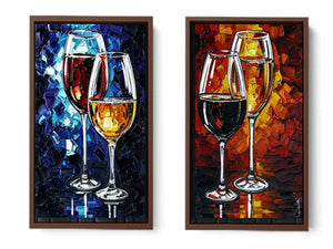 2 Panel Wine Galss  Art  Painting