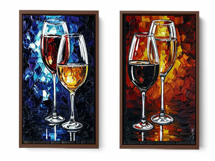 2 Panel Wine Galss  Art  Painting
