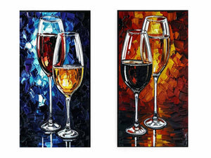 2 Panel Wine Galss  Art  Painting