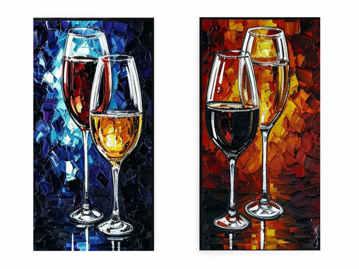 2 Panel Wine Galss  Art  Painting