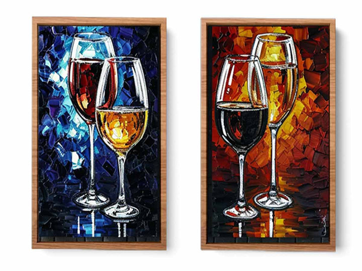 2 Panel Wine Galss  Art  Painting