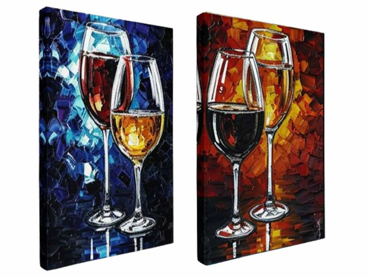 2 Panel Wine Galss  Art  Painting