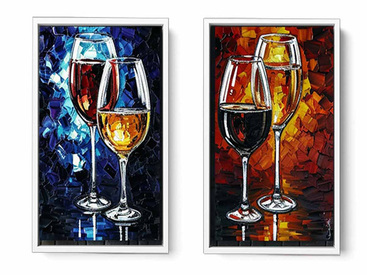 2 Panel Wine Galss  Art  Painting