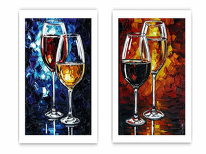 2 Panel Wine Galss  Art  Painting