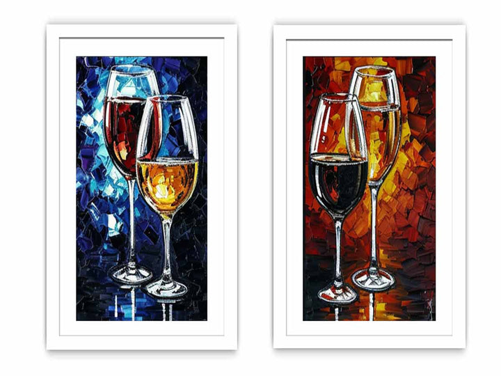 2 Panel Wine Galss  Art  Painting