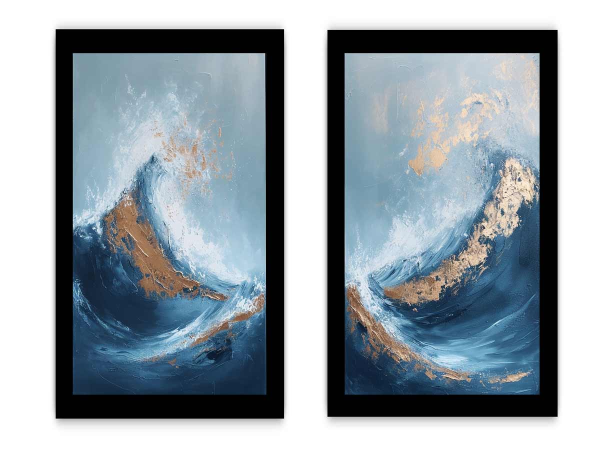 2 piece wave abstract wall art