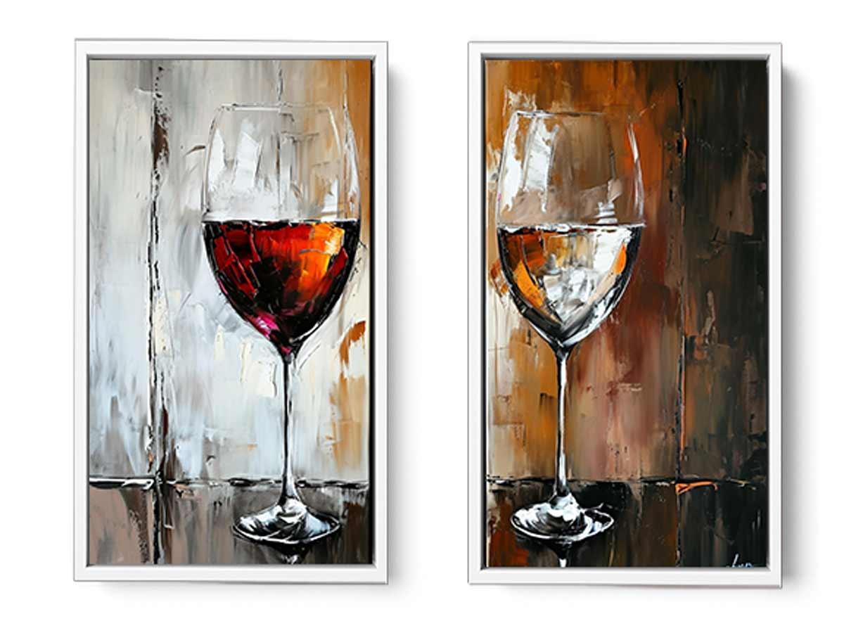 Red and White wine framed art