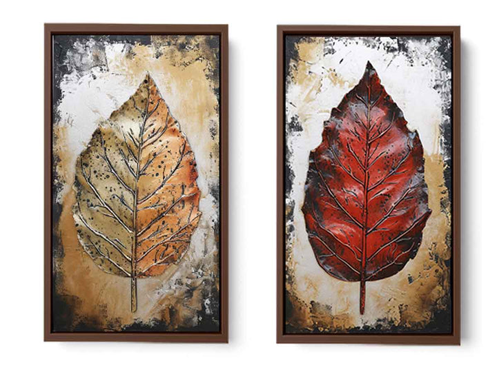 2 Piece Leaf art Painting Set