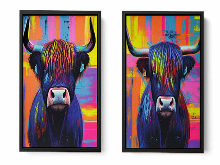Highland cow Wall Art Set