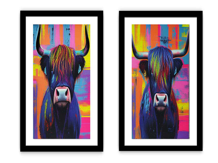 Highland cow Wall Art Set