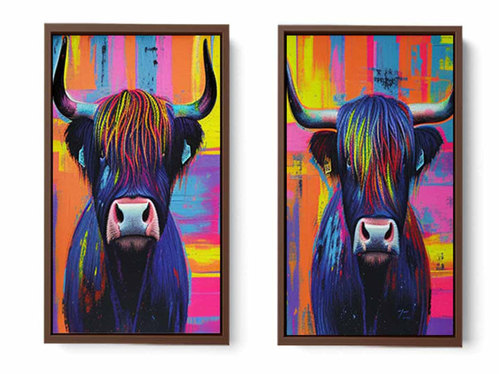 Highland cow Wall Art Set