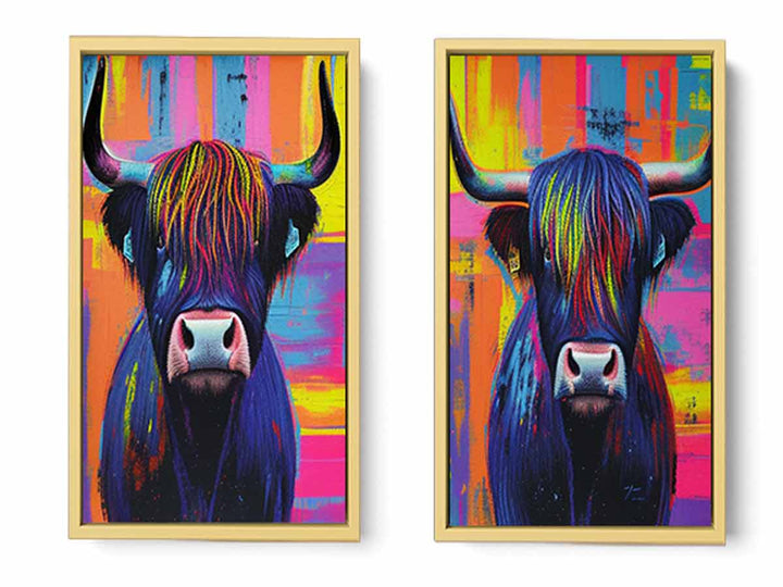 Highland cow Wall Art Set