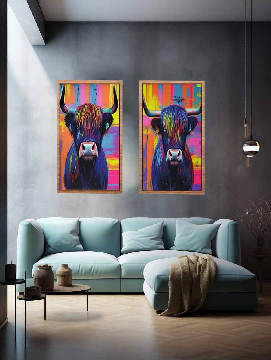 Highland cow Wall Art Set
