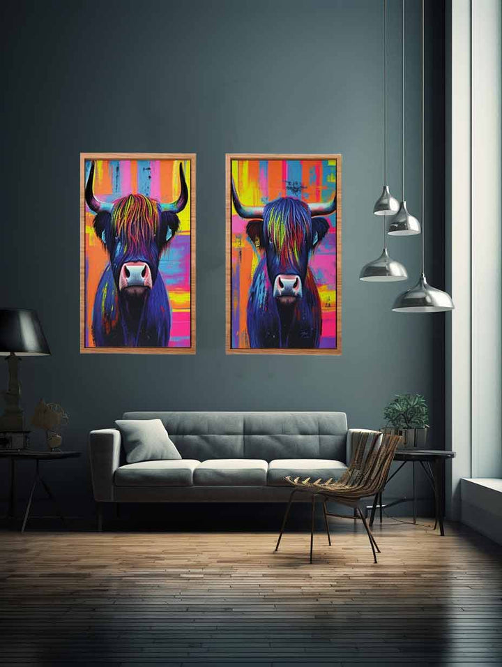 Highland cow Wall Art Set