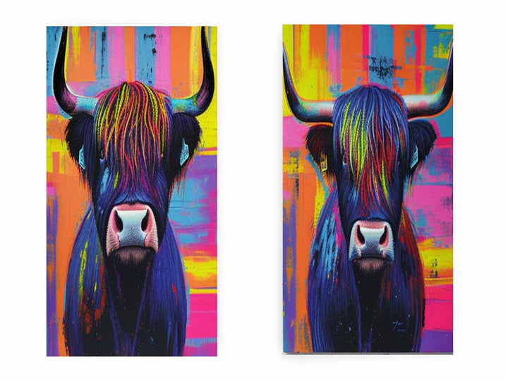Highland cow Wall Art Set