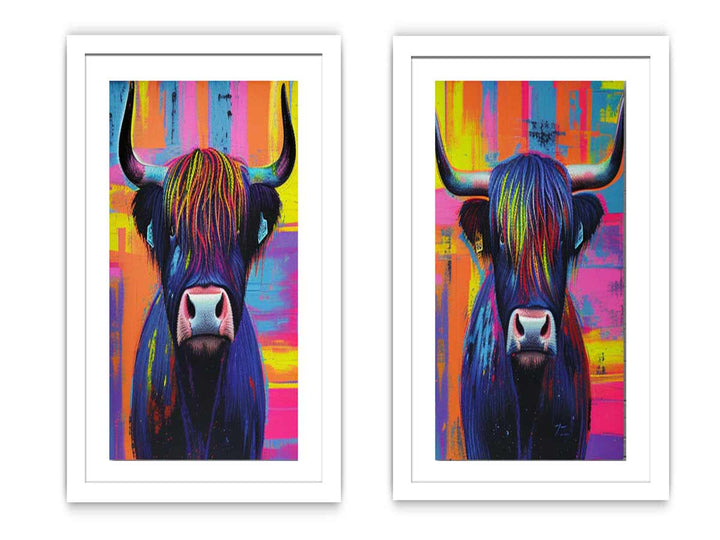 Highland cow Wall Art Set