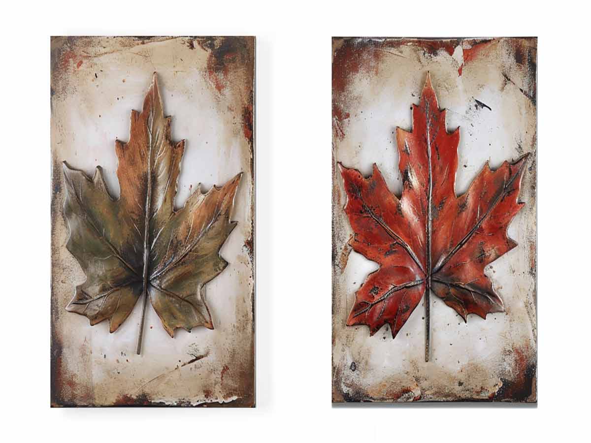 Painting Set of 2 Leaf Art