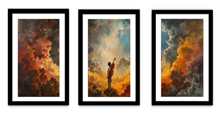 3 Panel Violin Painting