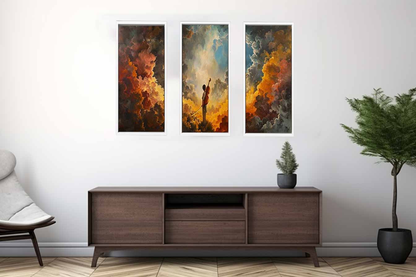 3 Panel Violin Painting