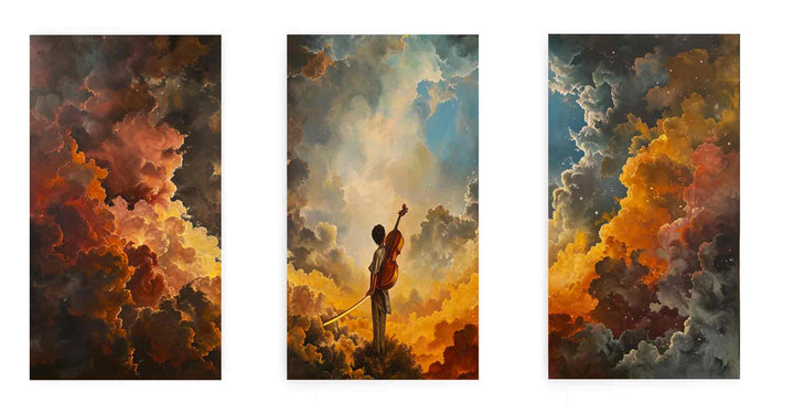 3 Panel Violin Painting