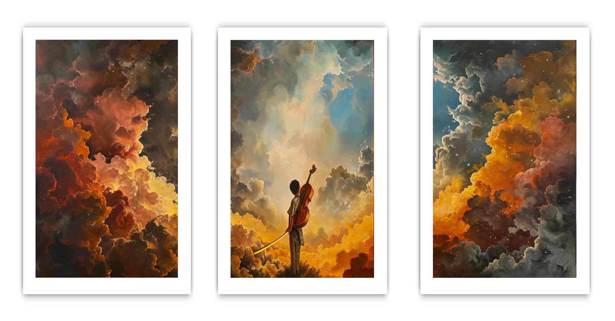 3 Panel Violin Painting